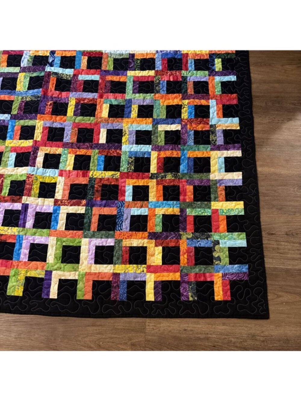 Modern Black & Multicolored Quilt Reversible Inspiring Messages  Size 67 X 67 - Picture 2 of 9